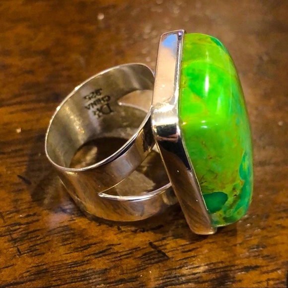 M JAY KING DTR Green Turquoise Sterling Silver Cabochon Ring Sz 10 - Picture 15 of 16